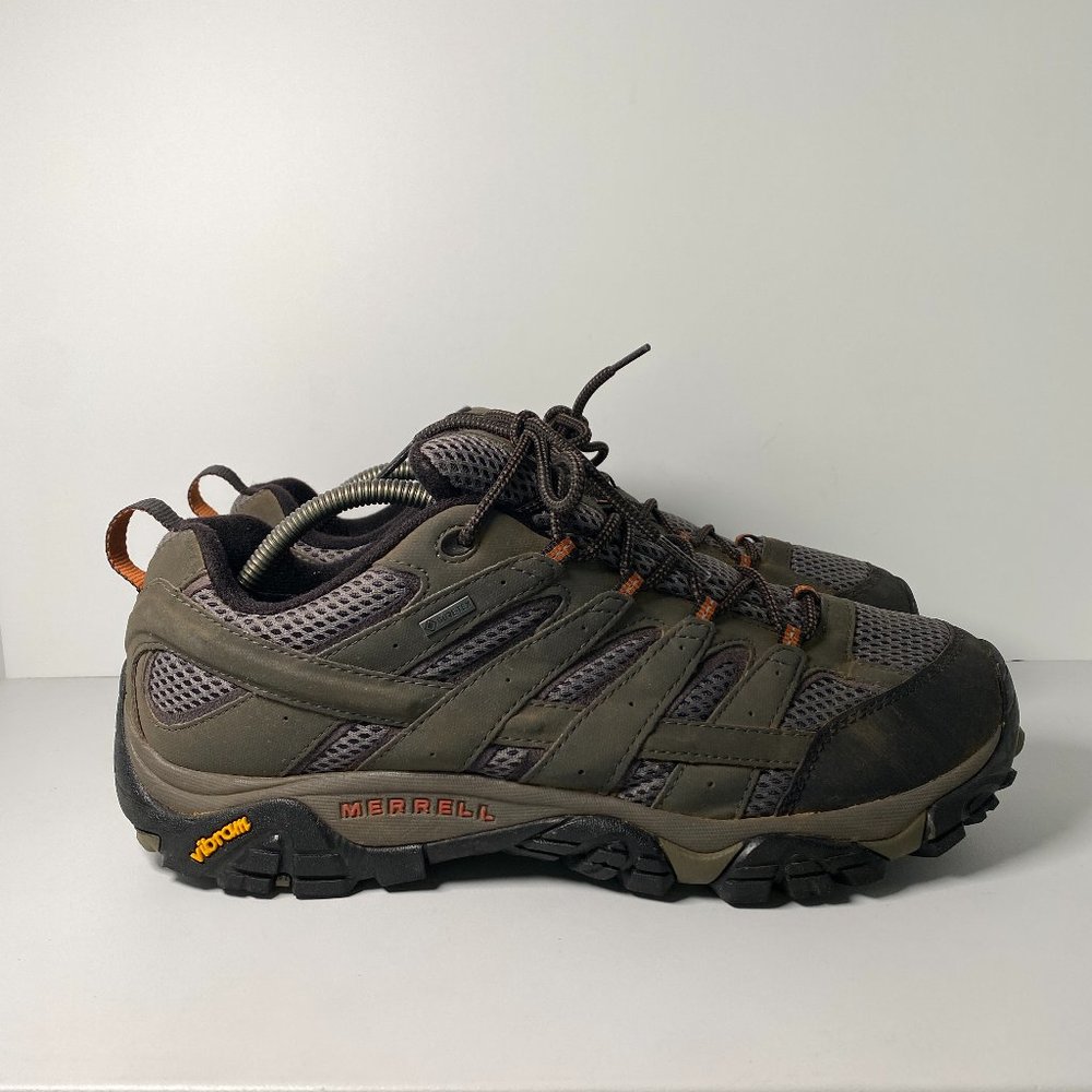 Merrell Moab 2 GTX Goretex Wide Low Hiking Shoes Mens 12 W Beluga Gray Orange